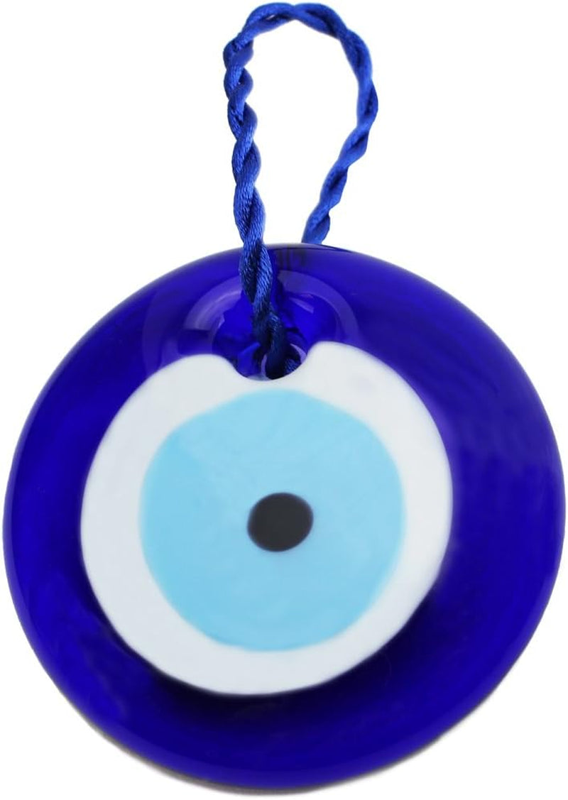 Large Size Turkish Blue Evil Eye (Nazar) ~ Blue Glass Evil Eye Amulet Charm Pendant for Protection Home Decor Idea (1 Pack)