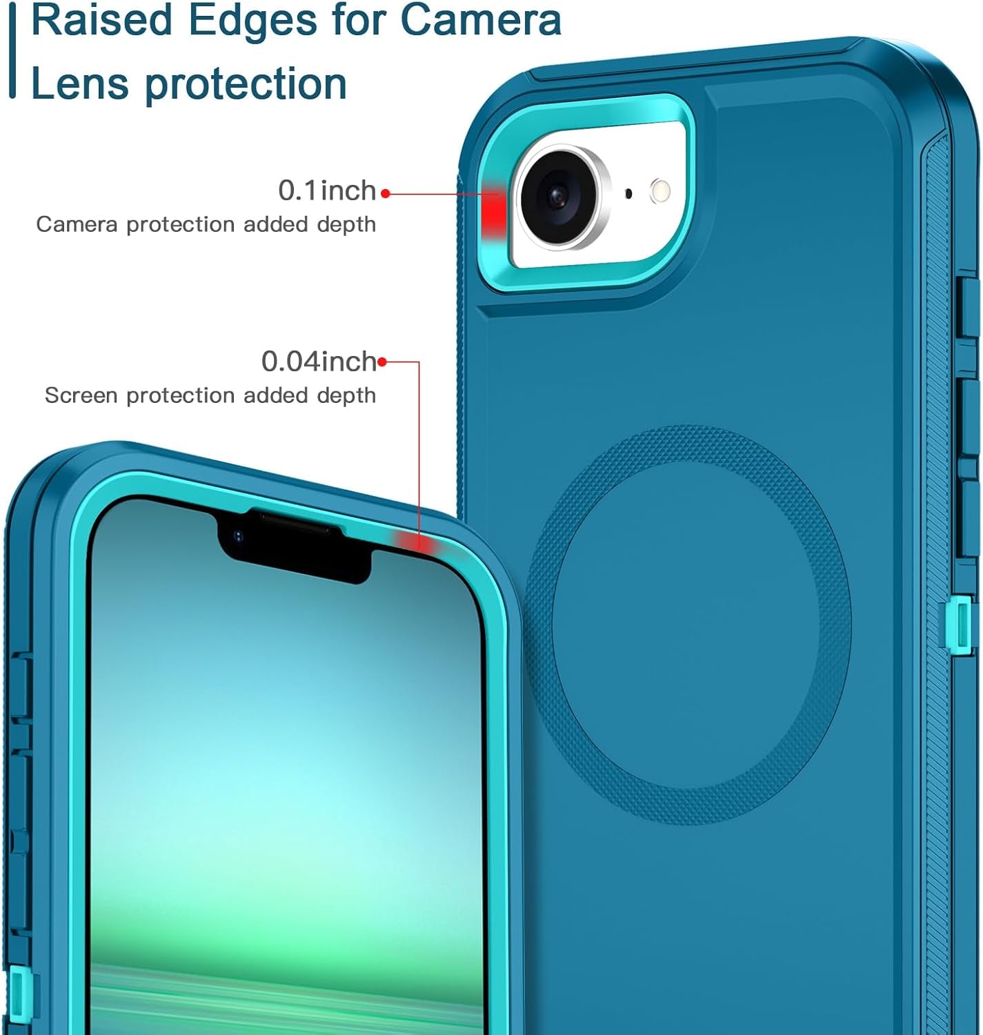 For Iphone 16E Case [Compatible with Magsafe] Shockproof 3-Layer Full Body Protection [Without Screen Protector] Rugged Heavy Duty Cover Case for Apple Iphone 16E 6.1",Turquoise