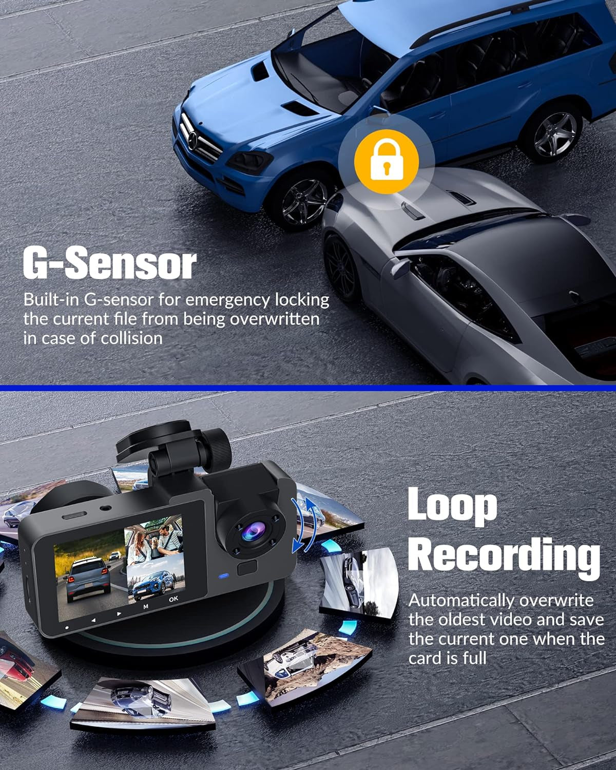 Dash Camera for Cars,4K Full UHD Car Camera Front Rear with 32GB Card,Built-In Super Night Vision,2.0'' IPS Screen,170°Wide Angle,Wdr, 24H Parking Mode, Loop Recording