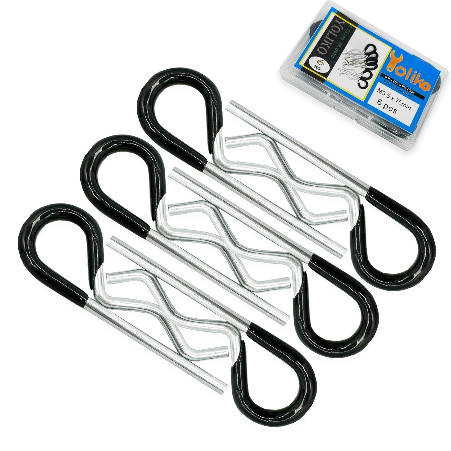 6 Pcs Heavy Duty Hitch Pins Clip R Clips Spring Retaining Wire Hair Pins Cotter Pin Strong Spring Rubber-Coated Grip R Clip for Trailer Tractors Mower Carts Truck Pin Clip M3.5X75Mm TRUCK DRIVER