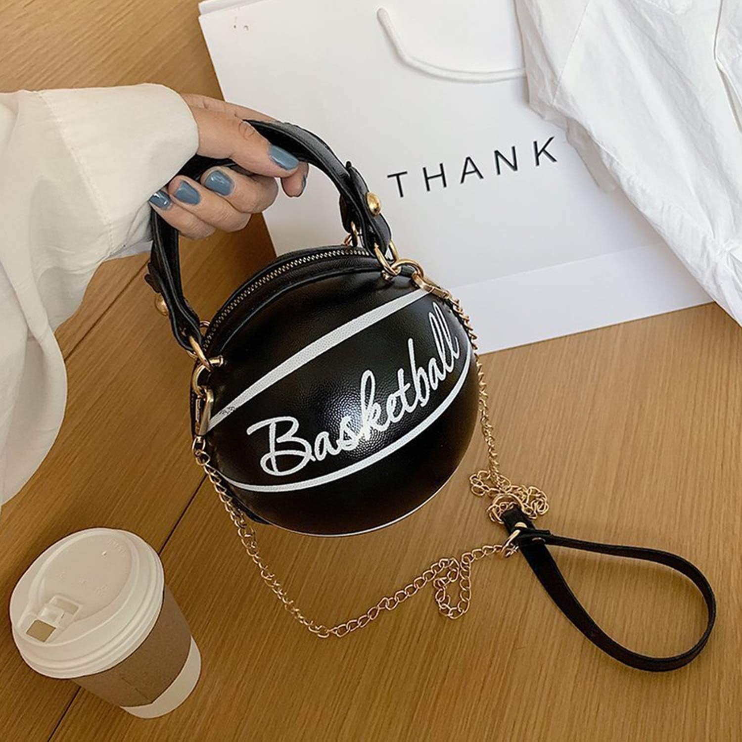 Basketball Purse for Women Novelty Crossbody Purses Small Cute Tote Bag PU Leather round Handbags
