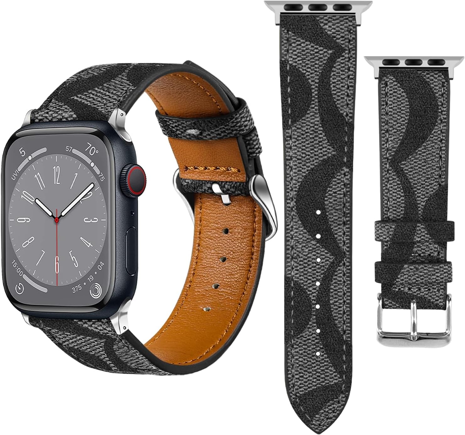 Leather Band Compatible with Apple Watch 38Mm 40Mm 41Mm 42Mm 44Mm 45Mm 49Mm Women Men, Luxury Designer Soft Wristband for Iwatch Ultra/Ultra 2 Series 9 8 7 6 5 4 3 2 1 SE
