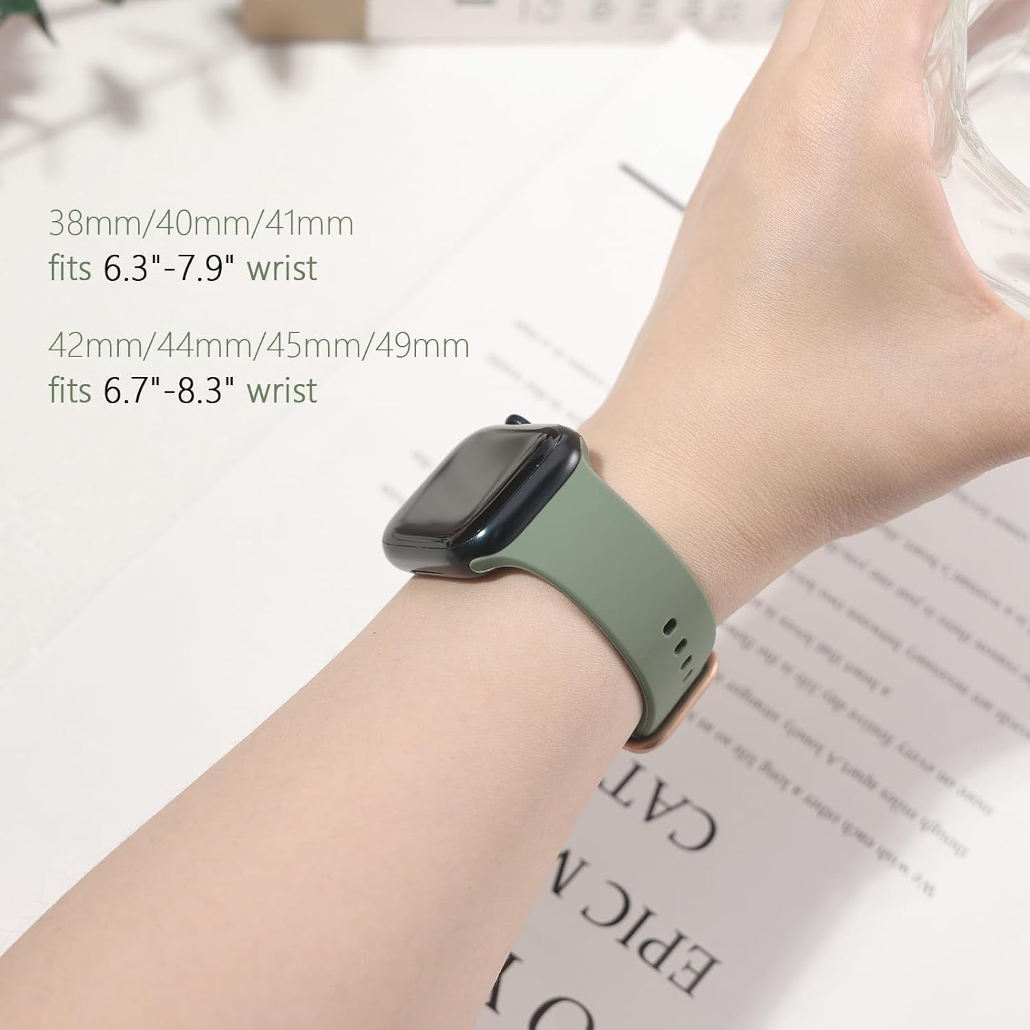 Silicone Band for Men and Women,Compatible with Apple Watch Band 38Mm 40Mm 41Mm 42Mm 44Mm 45Mm 49Mm,Sports Waterproof for Iwatch Bands Series 9 8 7 6 5 4 3 2 1 SE Ultra.