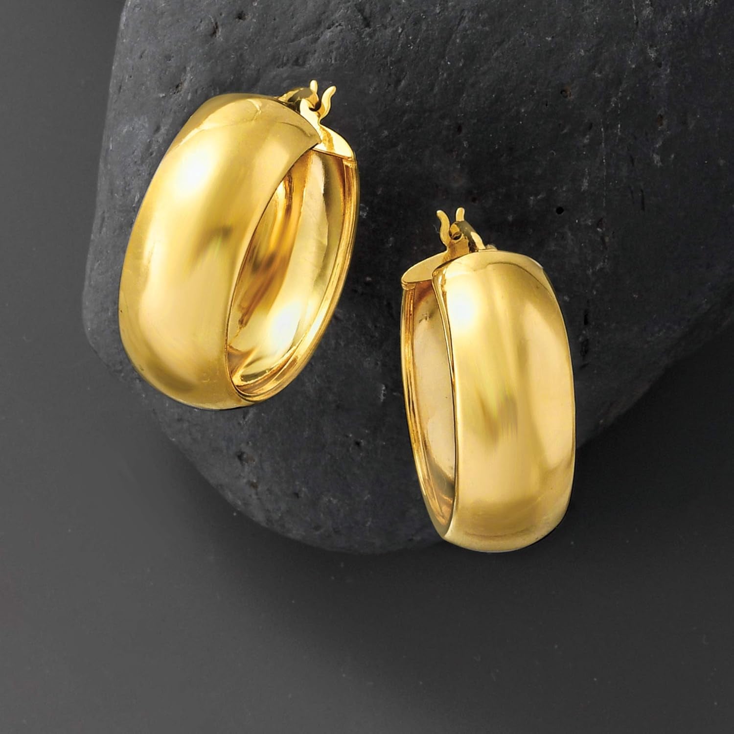 18Kt Gold over Sterling Wide Hoop Earrings