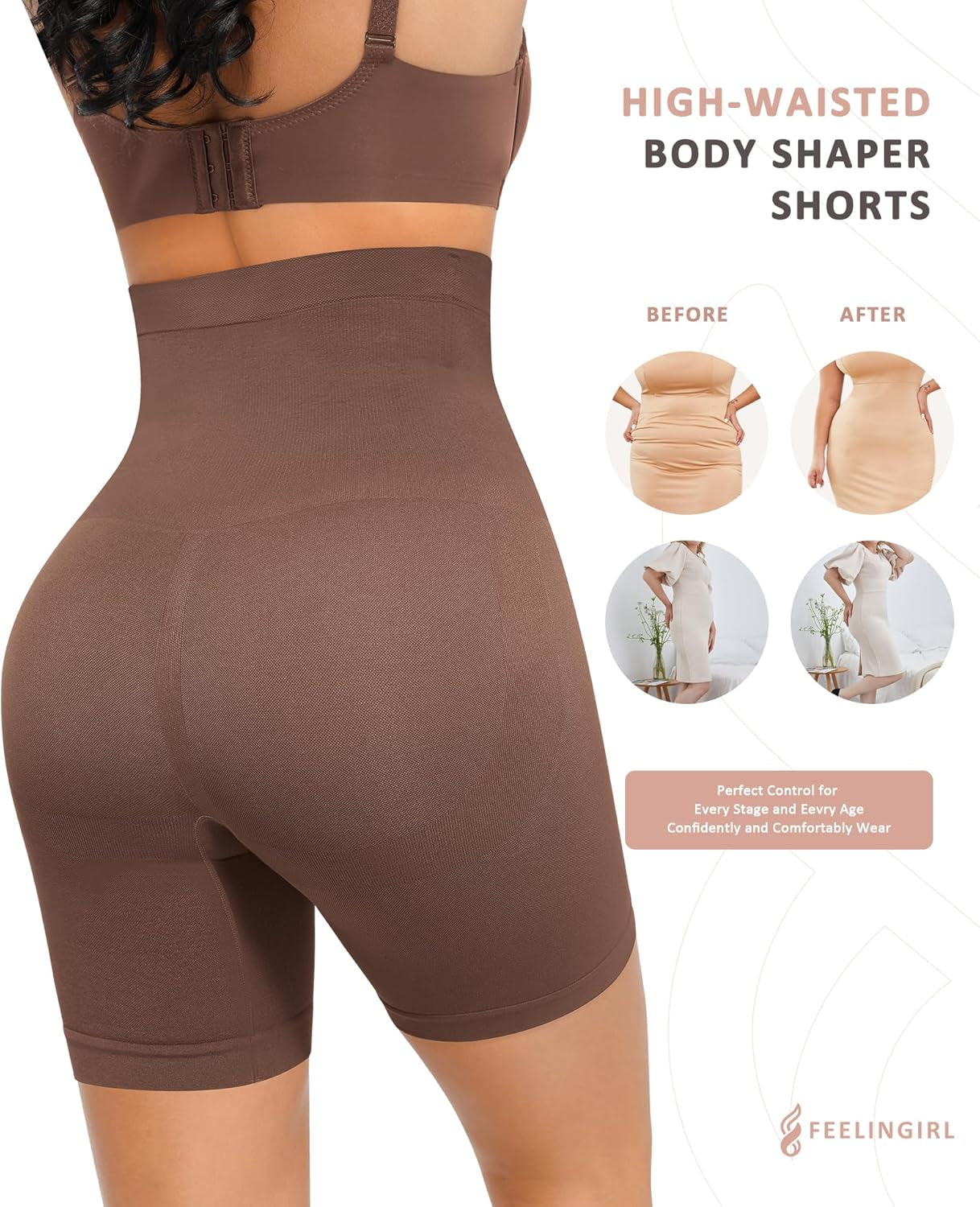 Tummy Control Shapewear Shorts Body Shaper for Women High-Waisted Thigh Slimming