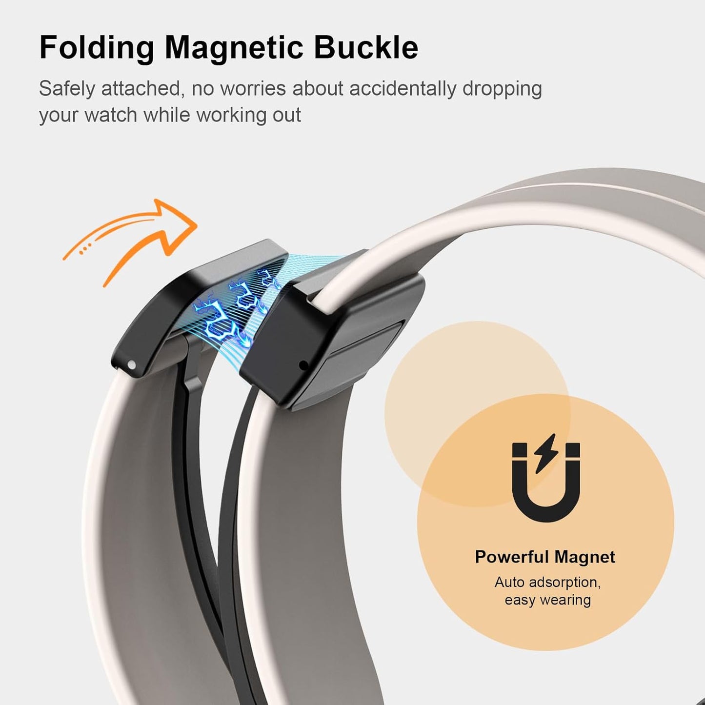 Universal 20Mm 22Mm Magnetic Silicone Watch Bands, Quick Release Sport Watch Straps with Magnetic Folding Buckle for Men Women, Skin-Friendly Soft Sport Band for 20Mm 22Mm Width Watch Lugs