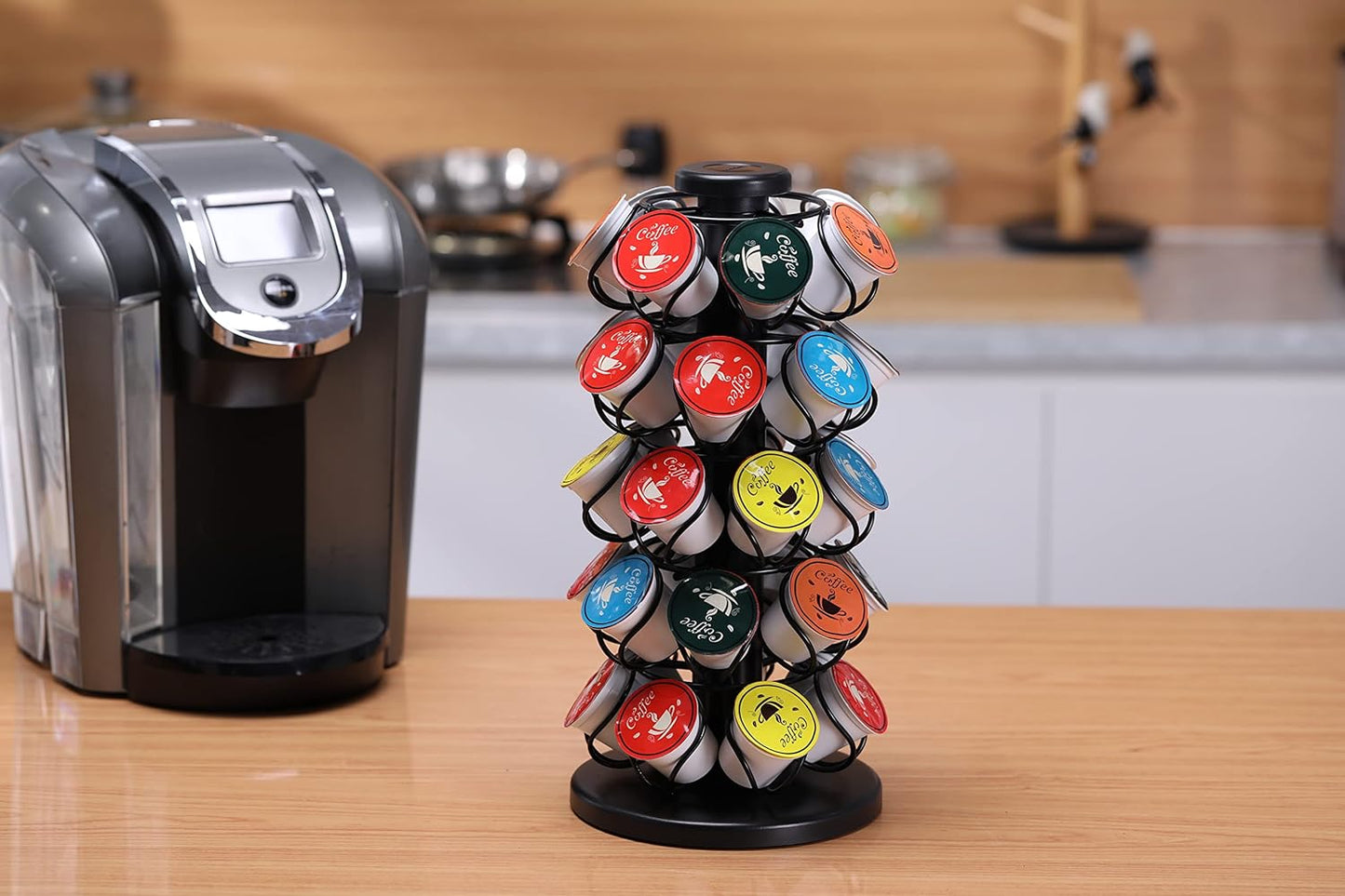 Coffee Pod Holder Carousel Compatible with 35 K Cup Pods, KRT35A-BLK