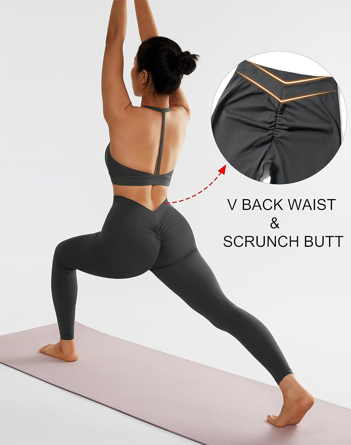 V Back Scrunch Leggings for Women Butt Lifting High Waisted Workout Yoga Pants