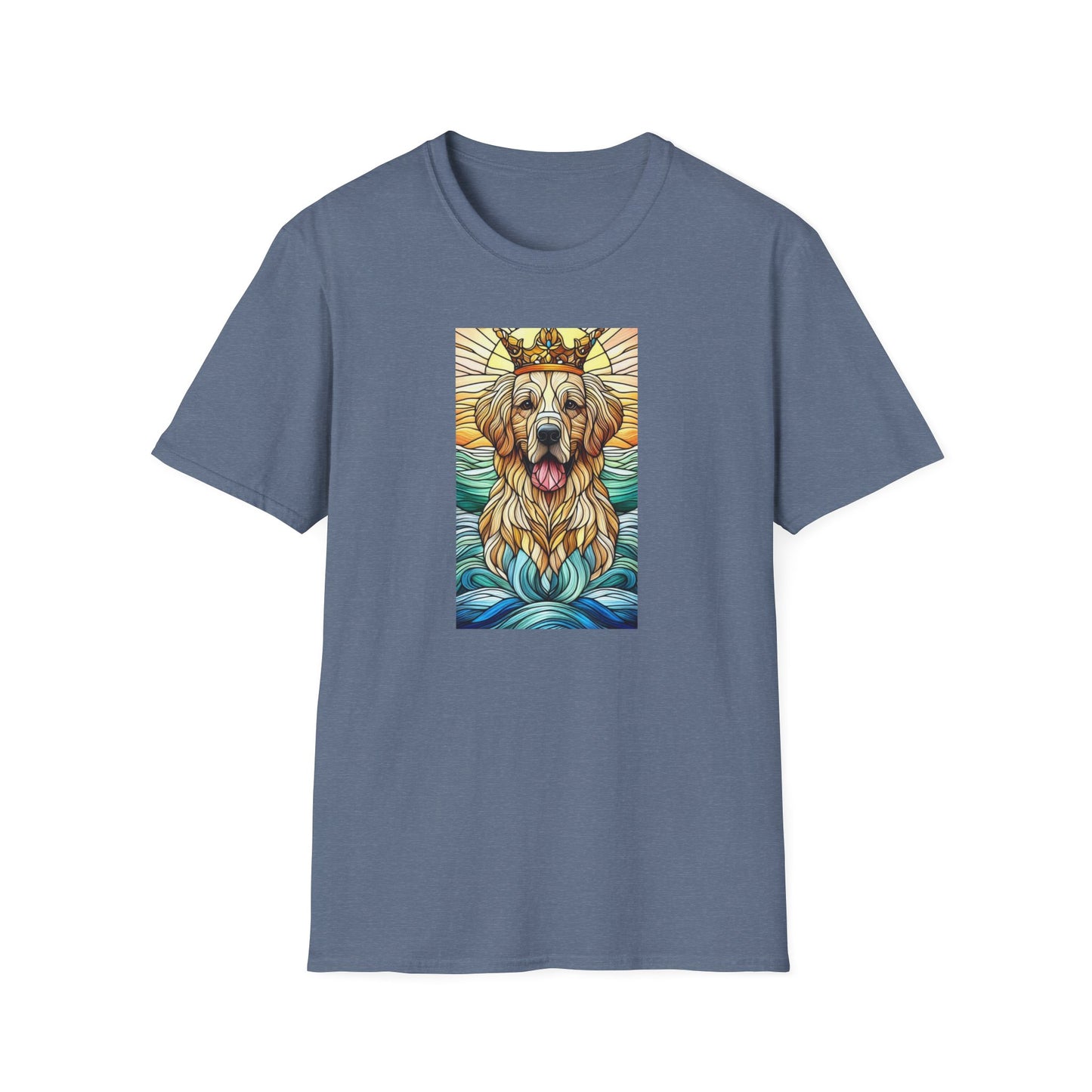 Golden Retriever Animal Stained Glass Design Unisex Softstyle T-Shirt