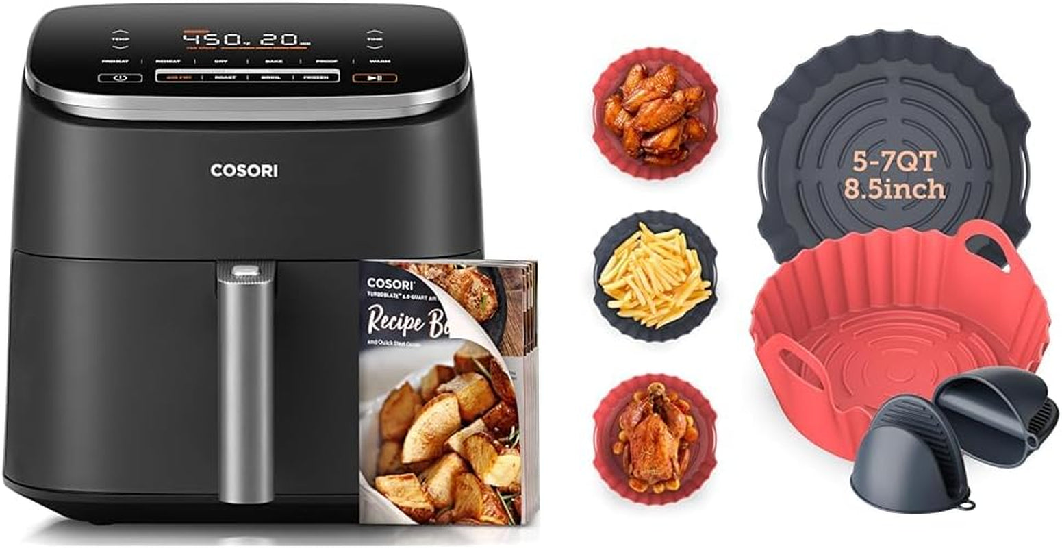 Air Fryer 9-In-1, Compact & Large 6-Qt, Fast Turbo Modes, 90°–450°F Even Results with Precise Temperature Control, up to 95% Less Oil*, Roast, Bake, Dry, Reheat, Frozen, Broil, Proof, Grey