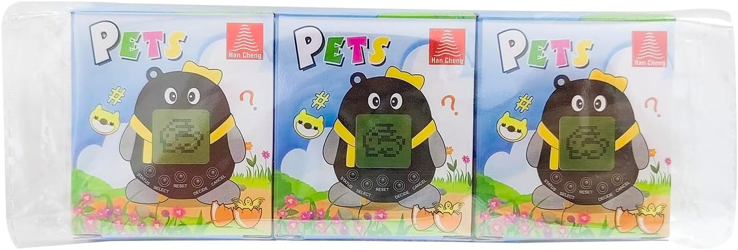 3PCS Virtual Cyber Pet Toy Digital Pets Game Console Handheld Pets Machine Mini Pocket Electronic Animals Toys with Key Chain Early Education Gift for Children Kids(Random Color) BanUK