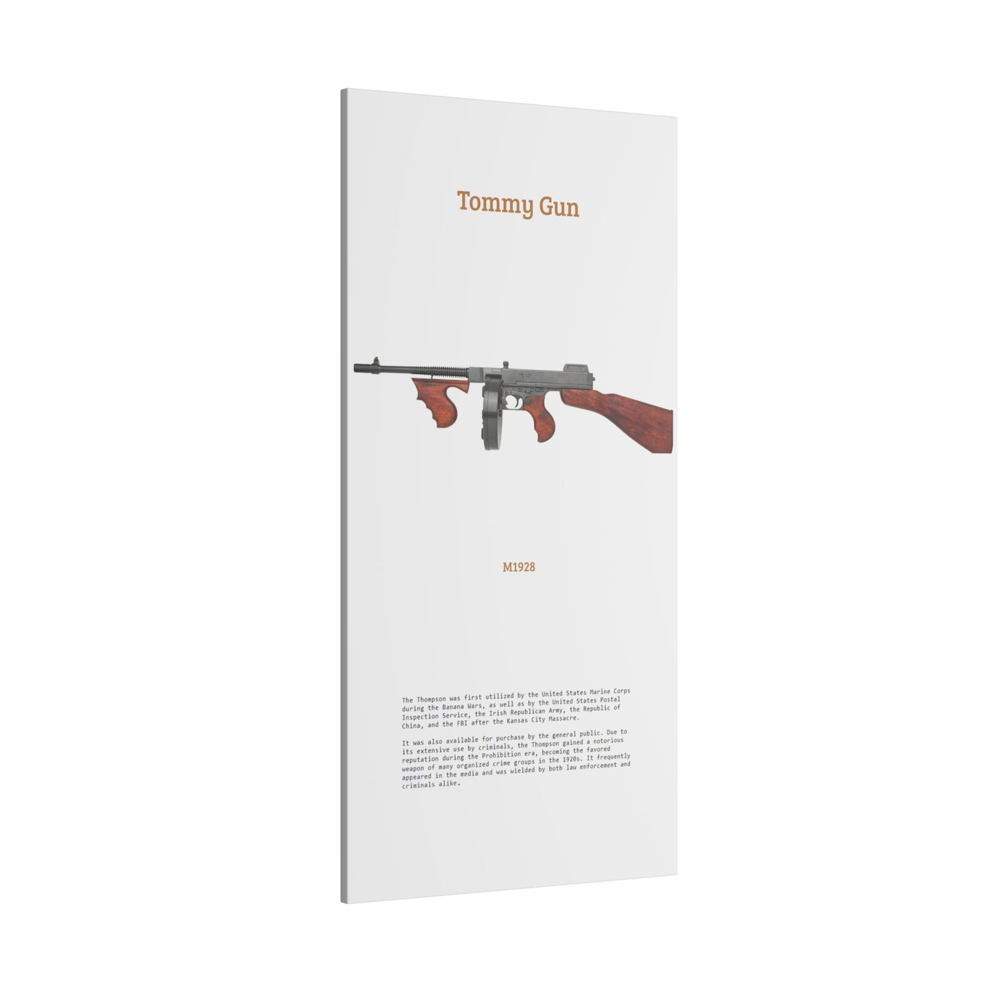 Thompson submachine gun TOMMY GUN M1928 Matte Canvas, Stretched, 0.75" (Multi-Size)