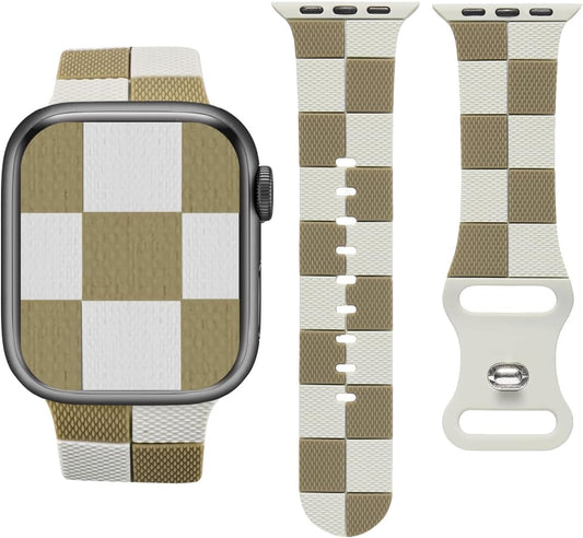 Checkered Bands Compatible with Apple Watch Band 38Mm 40Mm 41Mm 42Mm 44Mm 46Mm 45Mm 49Mm Women Men, Soft Silicone Preppy Checkerboard Sport Strap for Iwatch Ultra 2/1 Series 10 9 8 SE 7 6 5 4 3 2 1