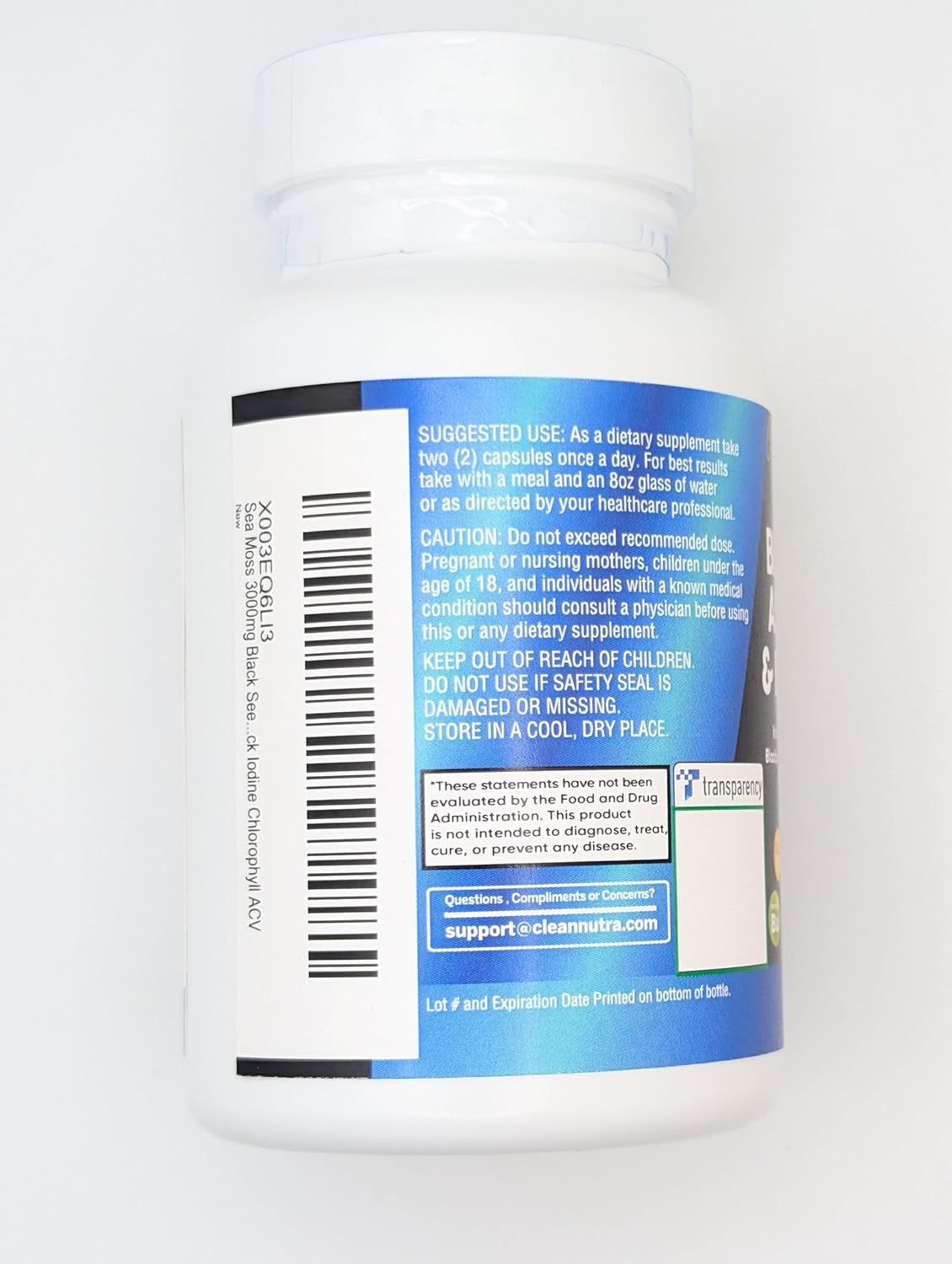 Sea Moss Black Seed Oil Ashwagandha Turmeric Bladderwrack Burdock & Vitamin C Vitamin D3 with Elderberry Manuka Dandelion Yellow Dock Iodine Chlorophyll ACV TLBH