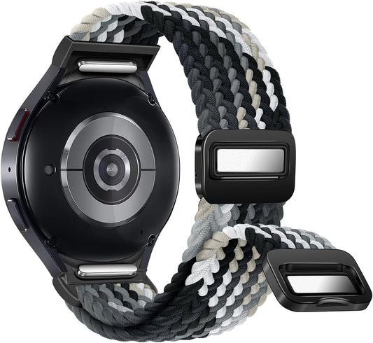 One Click No Gap Magnetic Braided Bands Compatible with Samsung Galaxy Watch 7 6 4 5 FE Band 40Mm 44Mm/Watch 6 4 Classic 47Mm 43Mm 42Mm 46Mm/Watch 5 Pro 45Mm, 20Mm Elastic Nylon Sport Strap Men Women