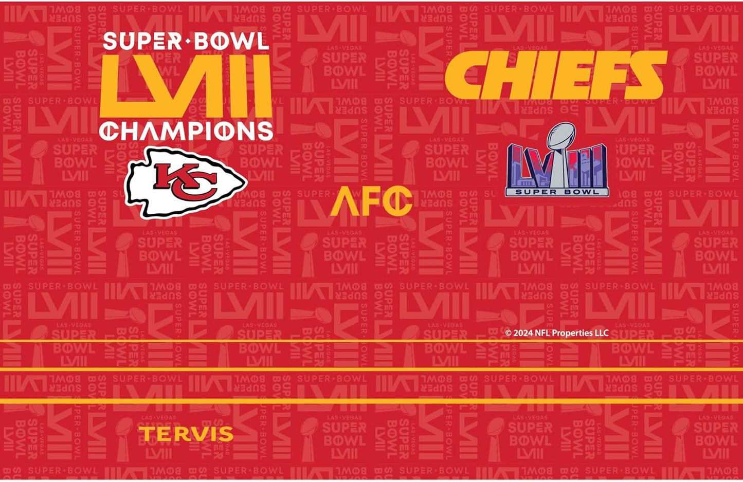 Traveler NFL Kansas City Chiefs - Super Bowl 58 LVIII Champions Triple Walled Insulated Tumbler Travel Cup Keeps Drinks Cold & Hot, 30Oz, Stainless Steel