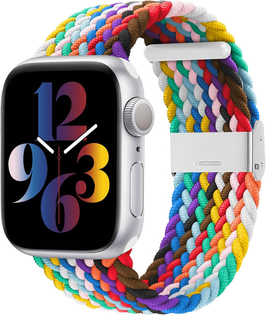 Compatible with Apple Watch Bands 44Mm 40Mm 38Mm 42Mm 41Mm 45Mm 46Mm 49Mm, Iwatch Bands Women Men,Adjustable Braided Solo Loop Elastic Sport Band for Iwatch Ultra SE Series 10/9/8/7/6/5/4