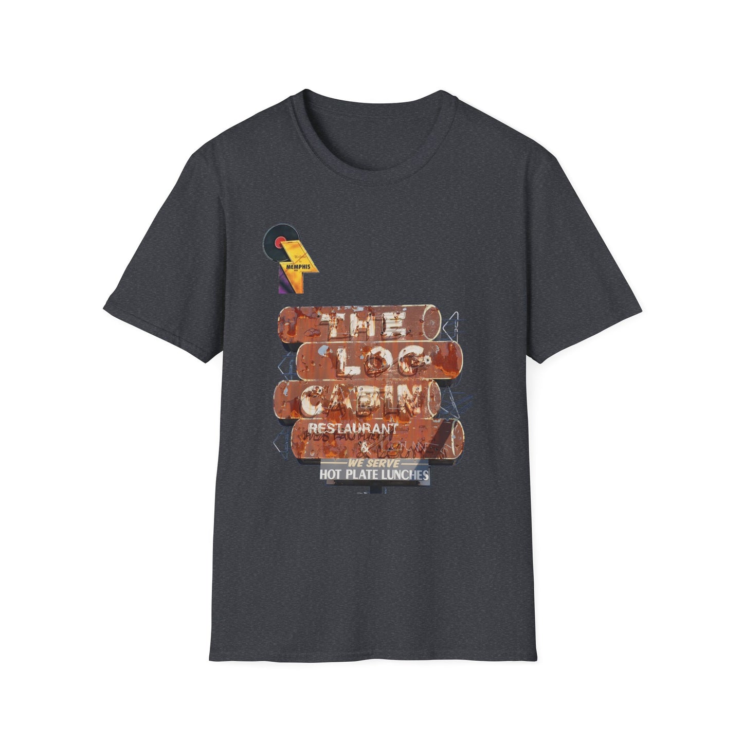 retro vintage Log Cabin Restaurant [gone] Memphis, TN Unisex Softstyle T-Shirt