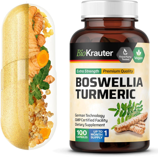 Turmeric Supplement with Boswellia Extract Capsules - 2000 Mg Blend - 100 Count - Vegan Boswellia Turmeric (Curcumin) - Formula W/Black Pepper TLBH