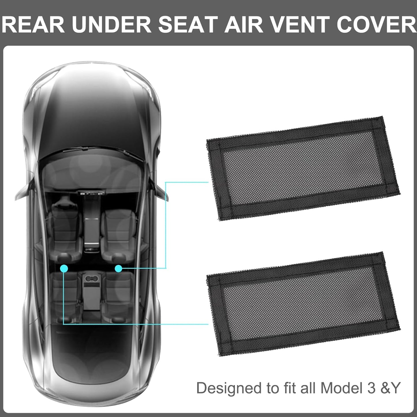 Vent Cover 2023 for Tesla Model Y, Universal Air Vent Cover Compatible with Tesla Model 3 and Model Y 2023 2022 2021 2020 2019, Mesh Rear Floor Backseat under Seat Grille, Set of 2