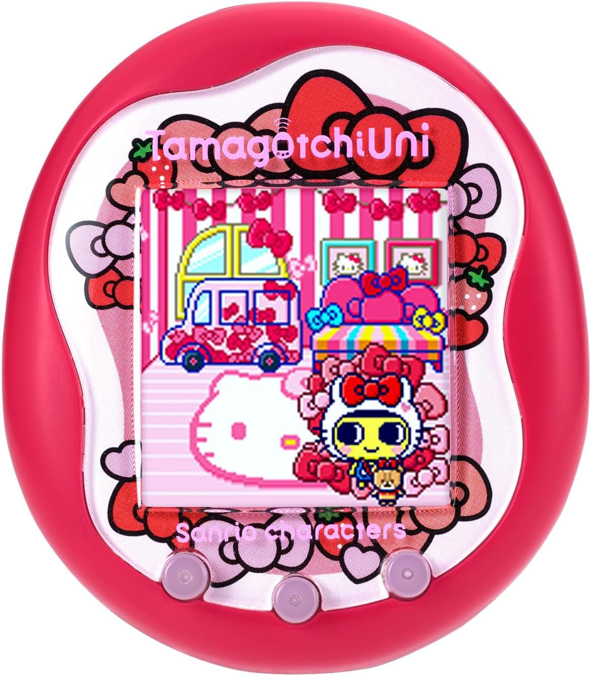 Bandai  Uni Sanrio Characters | 50Th Anniversary Hello Kitty Virtual Pet Based on the  Original 90S Toy | Connect with Friends Worldwide with This Wearable Electronic Game BanUK
