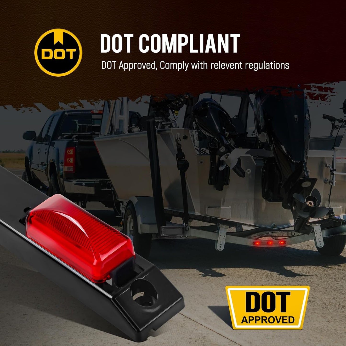 [DOT Approved] 17" Inch Red LED Truck Trailer Identification Light Bar, Waterproof Sealed 3 Lights Bar 12V Replacement for F150 F250 F350 RAM 1500 2500 3500 Silverado Sierra