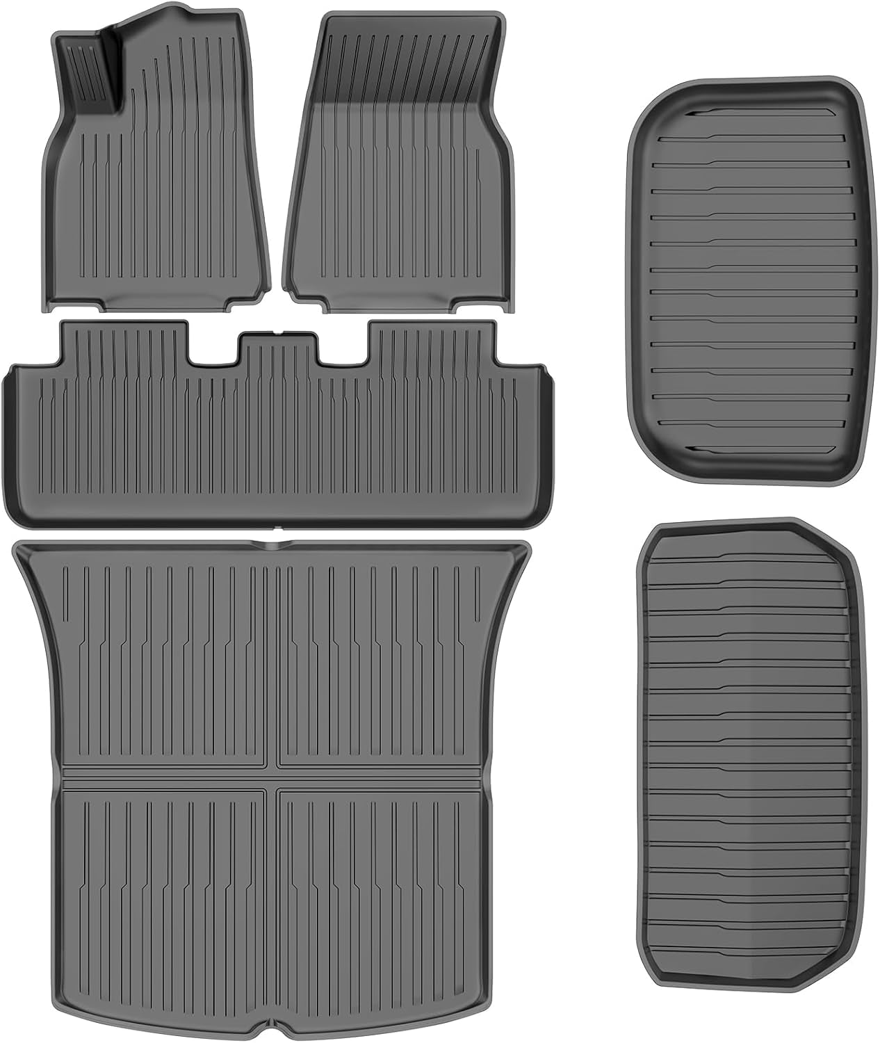 2024 New Version Tesla Model 3 Highland Floor Mats Custom Fit All Weather TPE Cargo Liner Cargo Trunk Accessories,Compatible 2021 2022 Tesla Model 3 (2024 Model 3 Full Floor Mat Kit Set of 6)