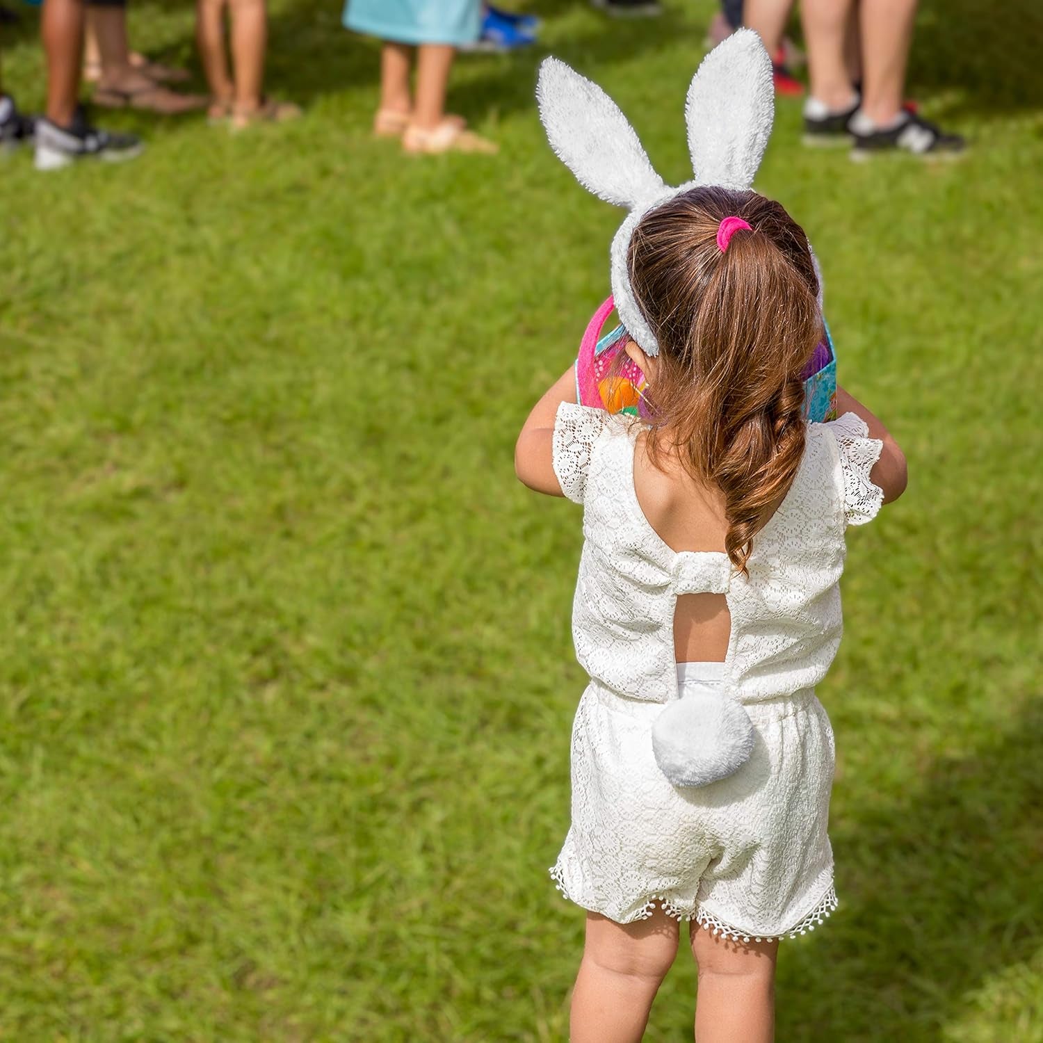 Bunny Rabbit Tail Accessory - White Pom Pom Costume Accessories Bunny Tail for Pretend Play