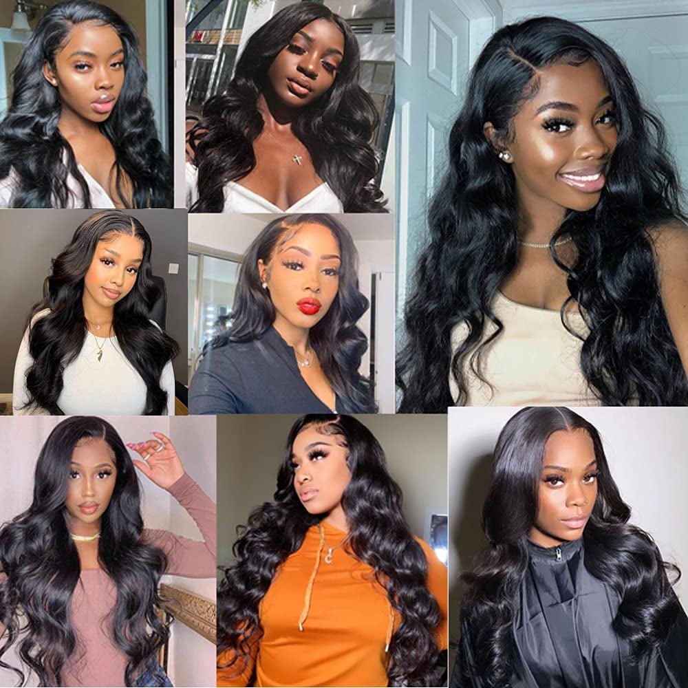 Body Wave Lace Frontal Closure 13X4 Ear to Ear Lace Frontal Free Part Body Wave Pre Plucked Frontal 12A Grade Human Hair 13X4 Full Lace Frontal Closure with Baby Hair Natural Black Color(12Inch)