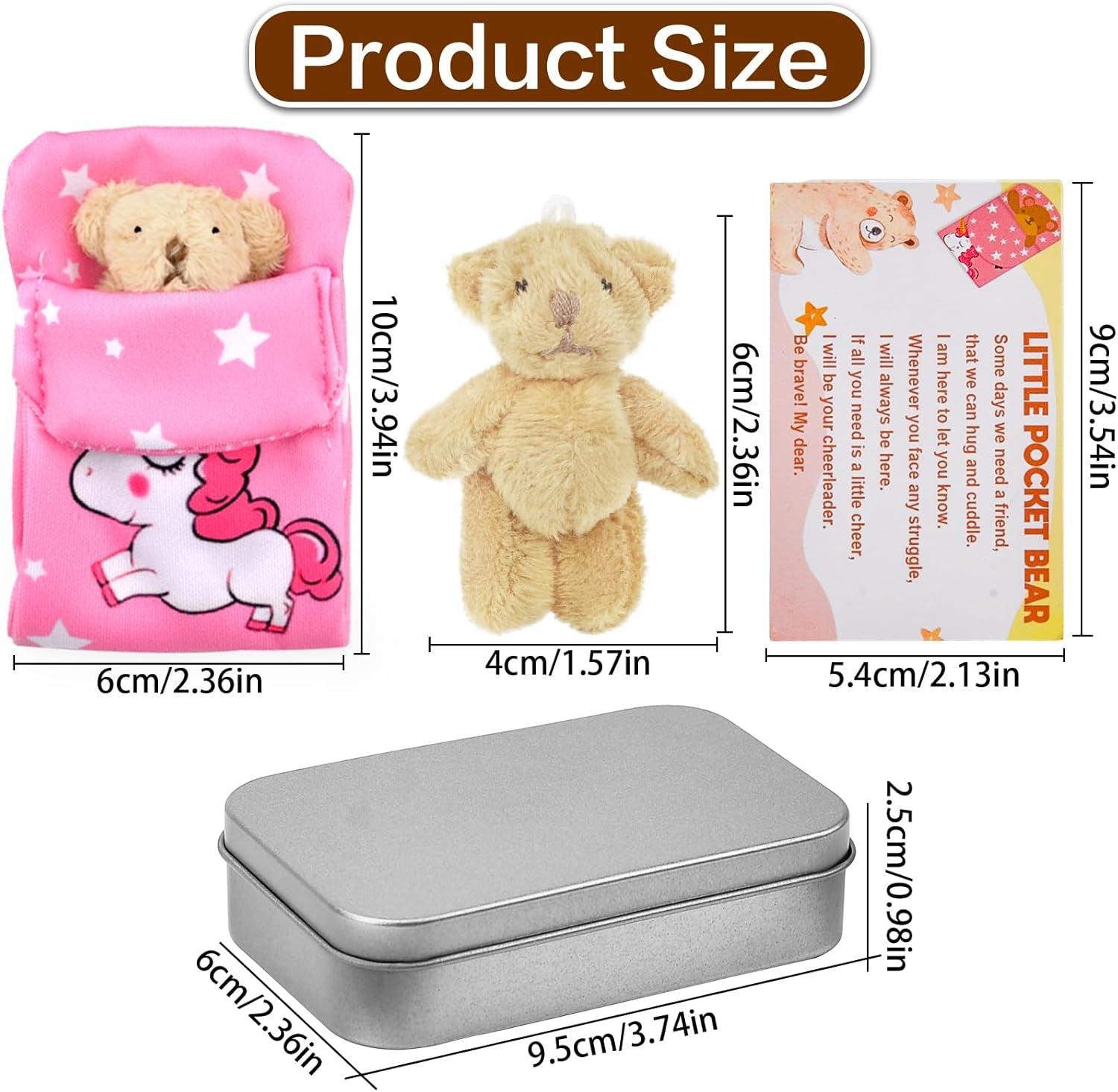 Little Pocket Bear Hug | Ateddybear Hug in a Box for Women | Mothers Day Easter Gifts for Mum | Worry Bear Dolls Thinking of You Get Well Soon Gifts, Cute Stuffed Bear Unicorn Toys Gifts for Kids UK