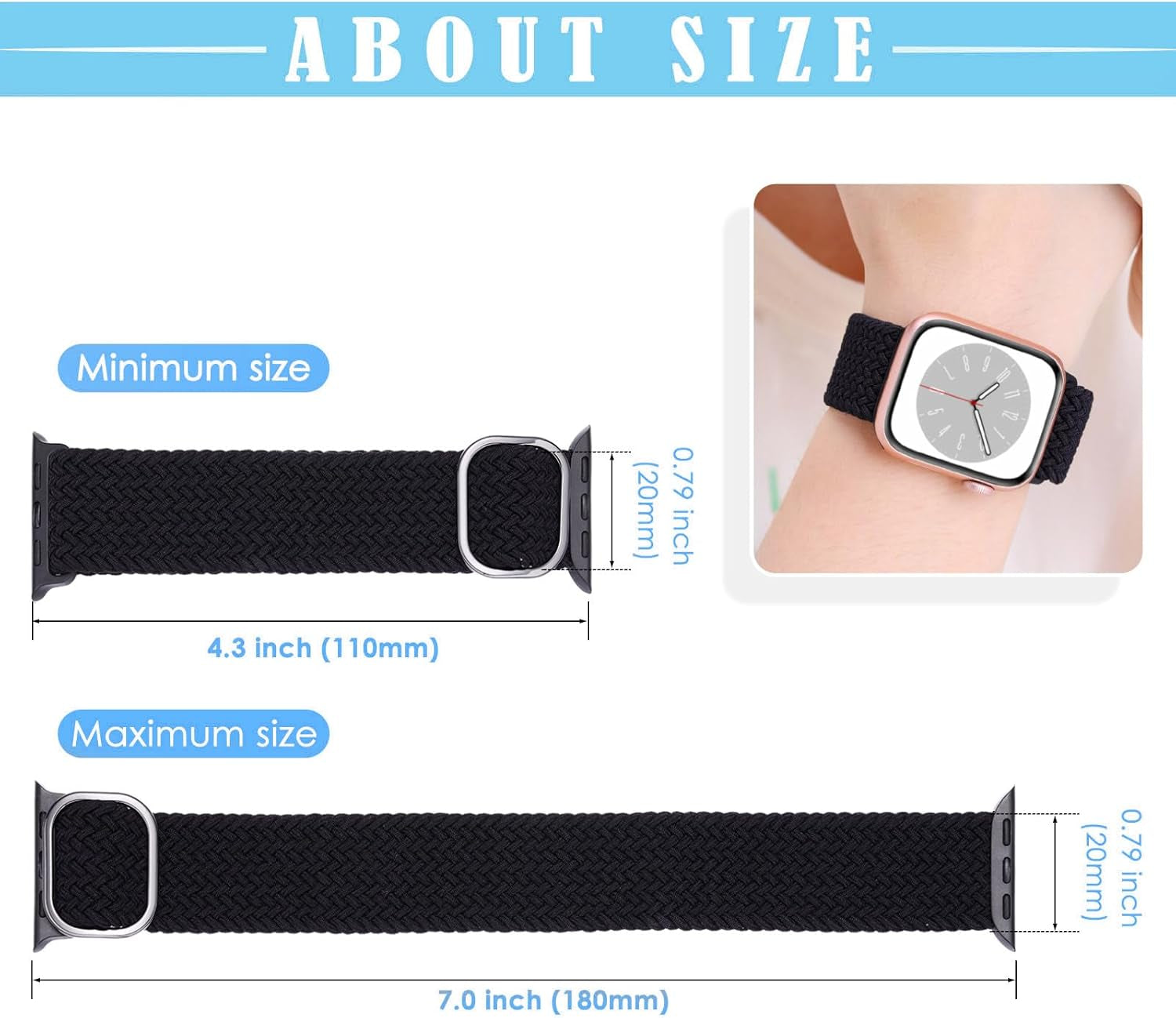5 Packs Braided Solo Loop Compatible with Apple Watch Band 38Mm 40Mm 41Mm 42Mm 44Mm 45Mm for Women Men, Stretchy Nylon Sport Bands with Adjustable Buckle for Iwatch Series 8 7 6 SE 5 4 3 2 1