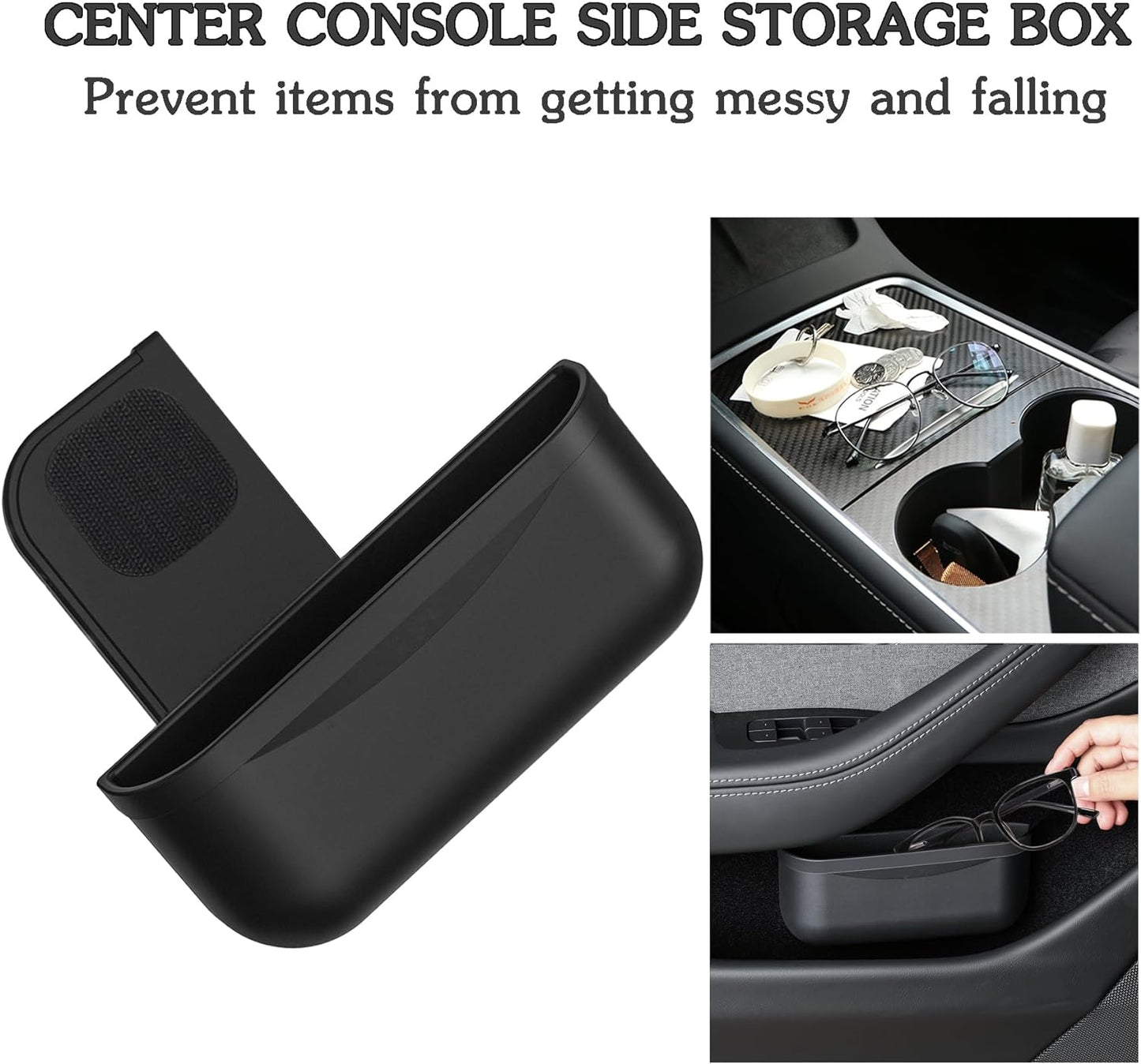 For Tesla Model Y 3 Sunglasses Holder Center Console Organizer Tray Storage Box Key Card Coin Holder Silicone Hook for Flocking for Tesla Model 3 Model Y Accessories