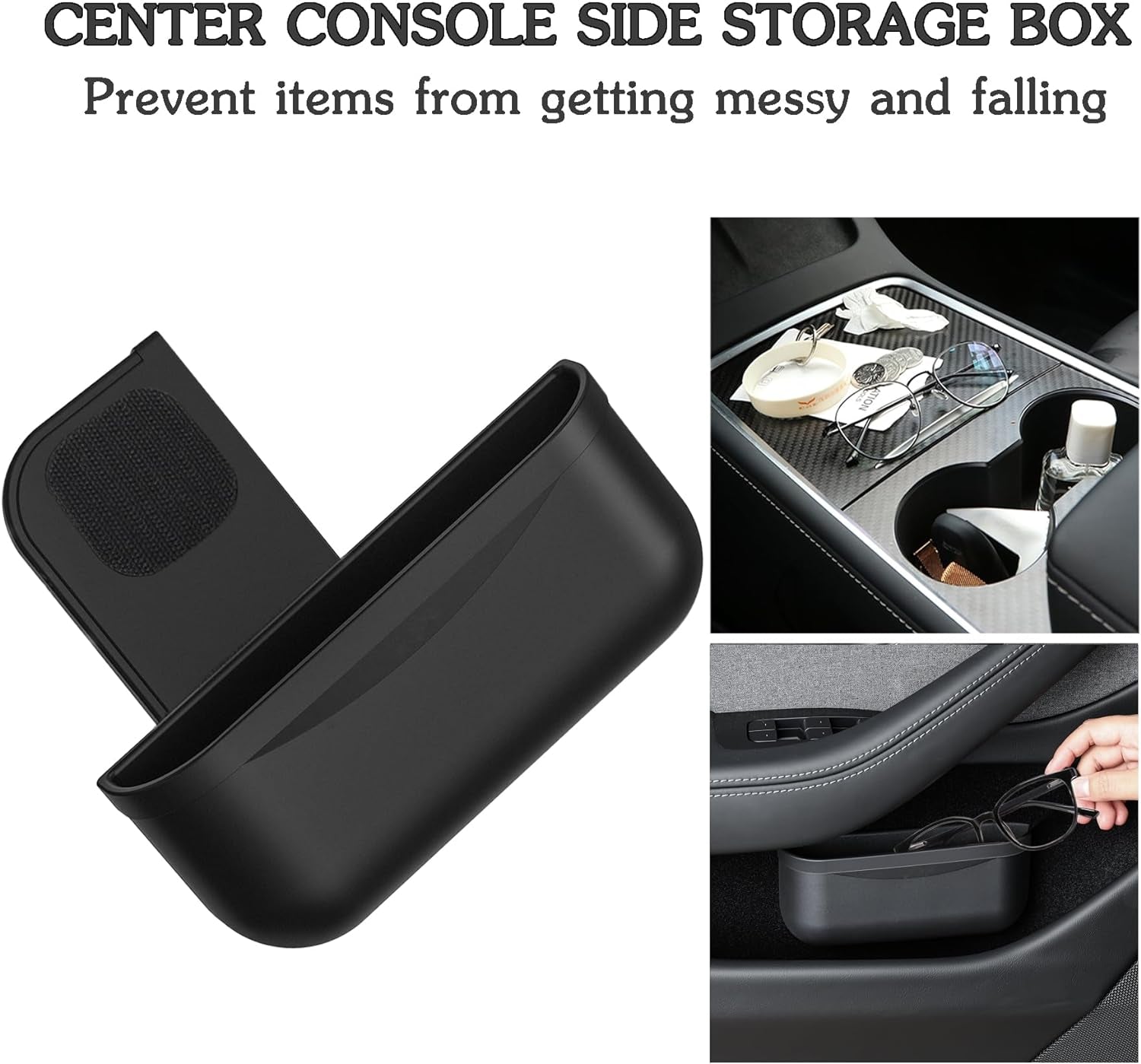 For Tesla Model Y 3 Sunglasses Holder Center Console Organizer Tray Storage Box Key Card Coin Holder Silicone Hook for Flocking for Tesla Model 3 Model Y Accessories