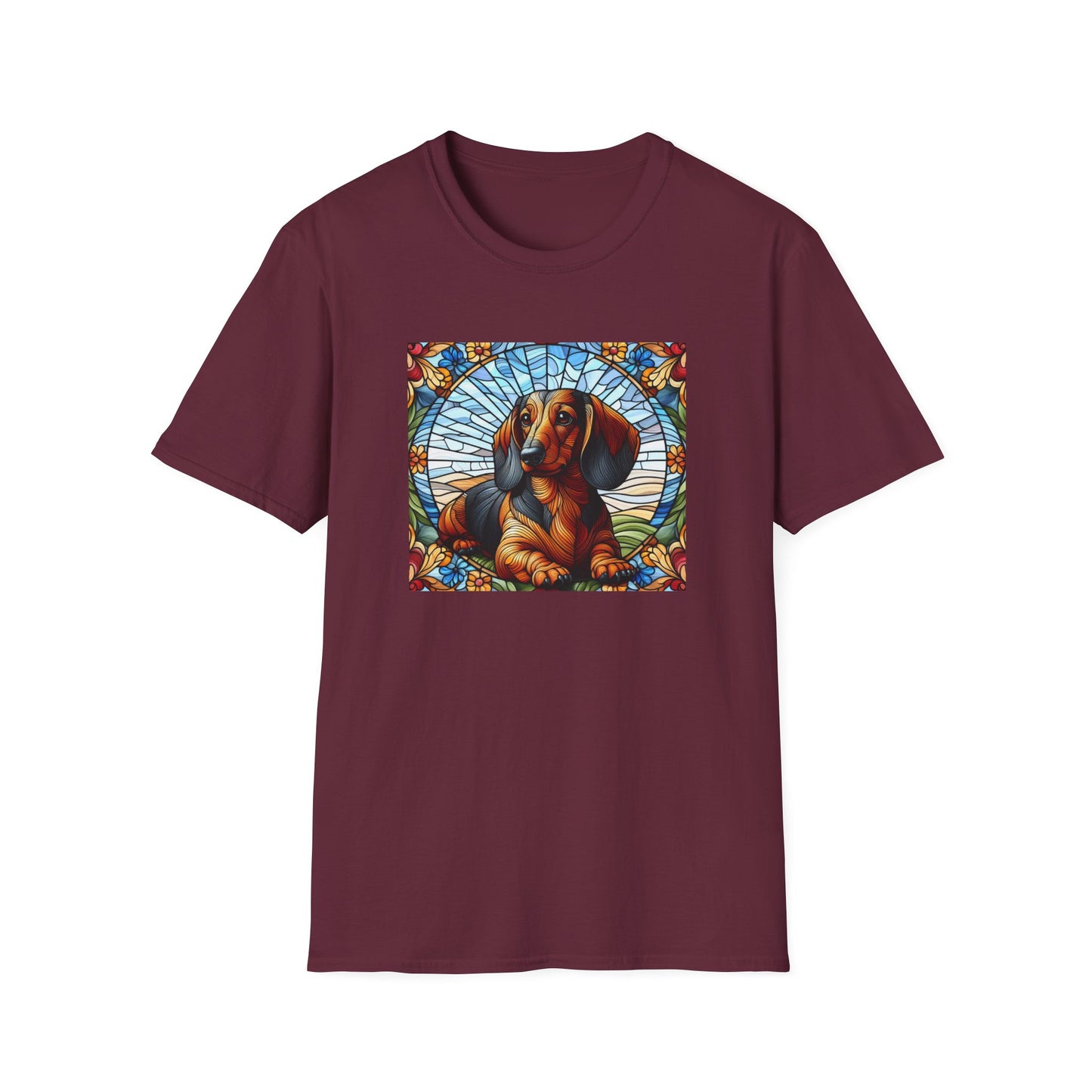 Dachshund Stained Glass Unisex Softstyle T-Shirt