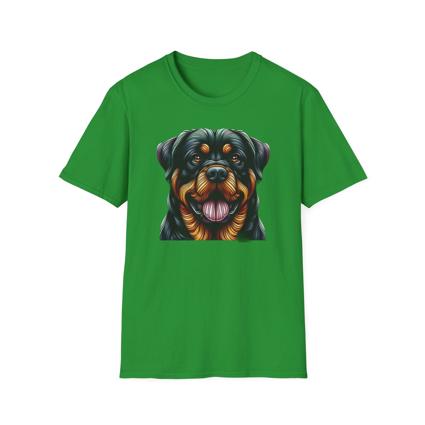 Rottweiler Animal Stained Glass Design Unisex Softstyle T-Shirt