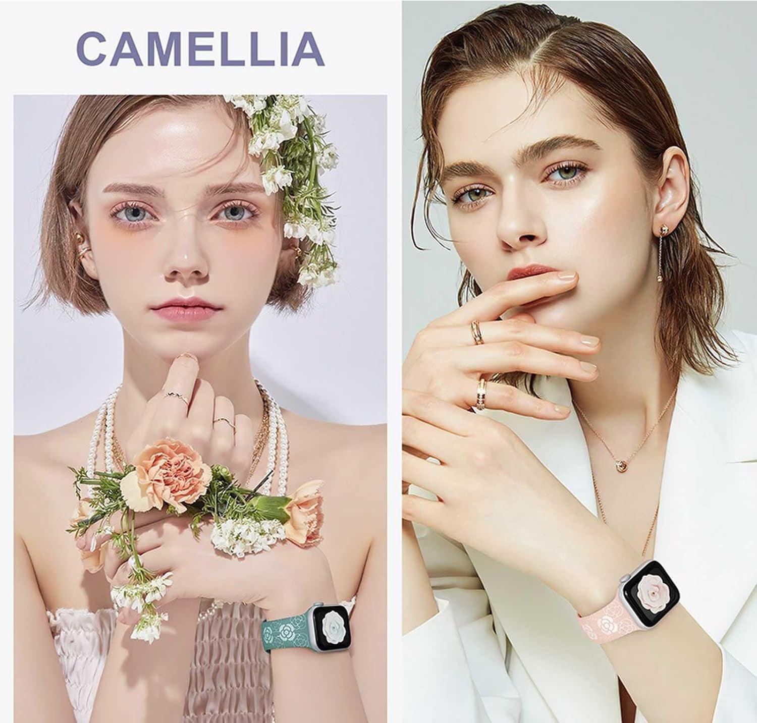 Floral Bands for Apple Watch 42Mm 44Mm 45Mm 49Mm Women, Soft Silicone Sport Straps with Cute Flower Patterns Compatible with Iwatch Bands Series Ultra SE 9 8 7 6 5 4 3 2 1
