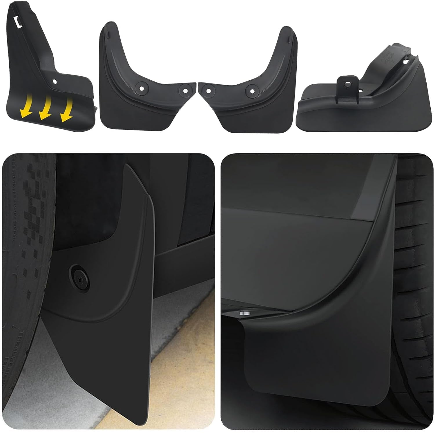 Mud Flaps for Tesla 2024 Model 3 Highland, Flexible Mud Guards No Drilling/Tape Splash Guards Fenders for Tesla Model 3 Accessories 2024 Highland, Set of 4 Mudguards Mudflaps for Tesla