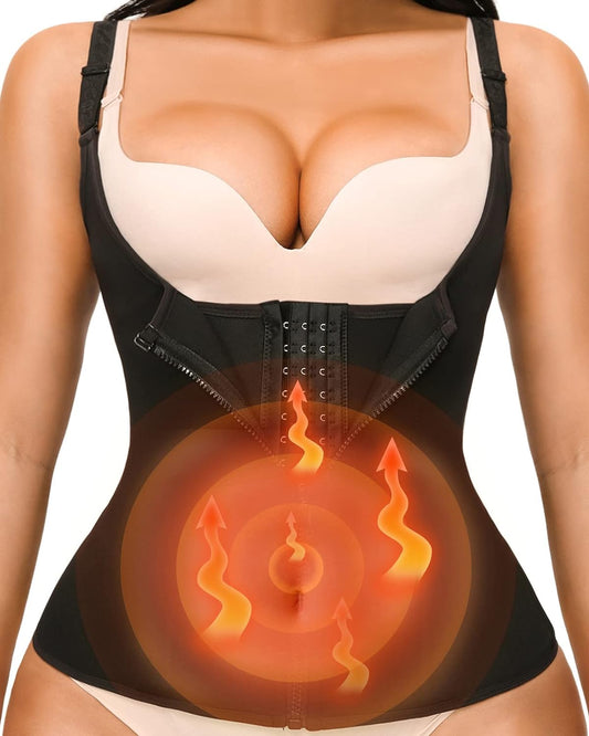 Waist Trainer Vest for Women,Zipper Corset Body Shaper for Tummy Control Neoprene Cincher Tank Top with Straps