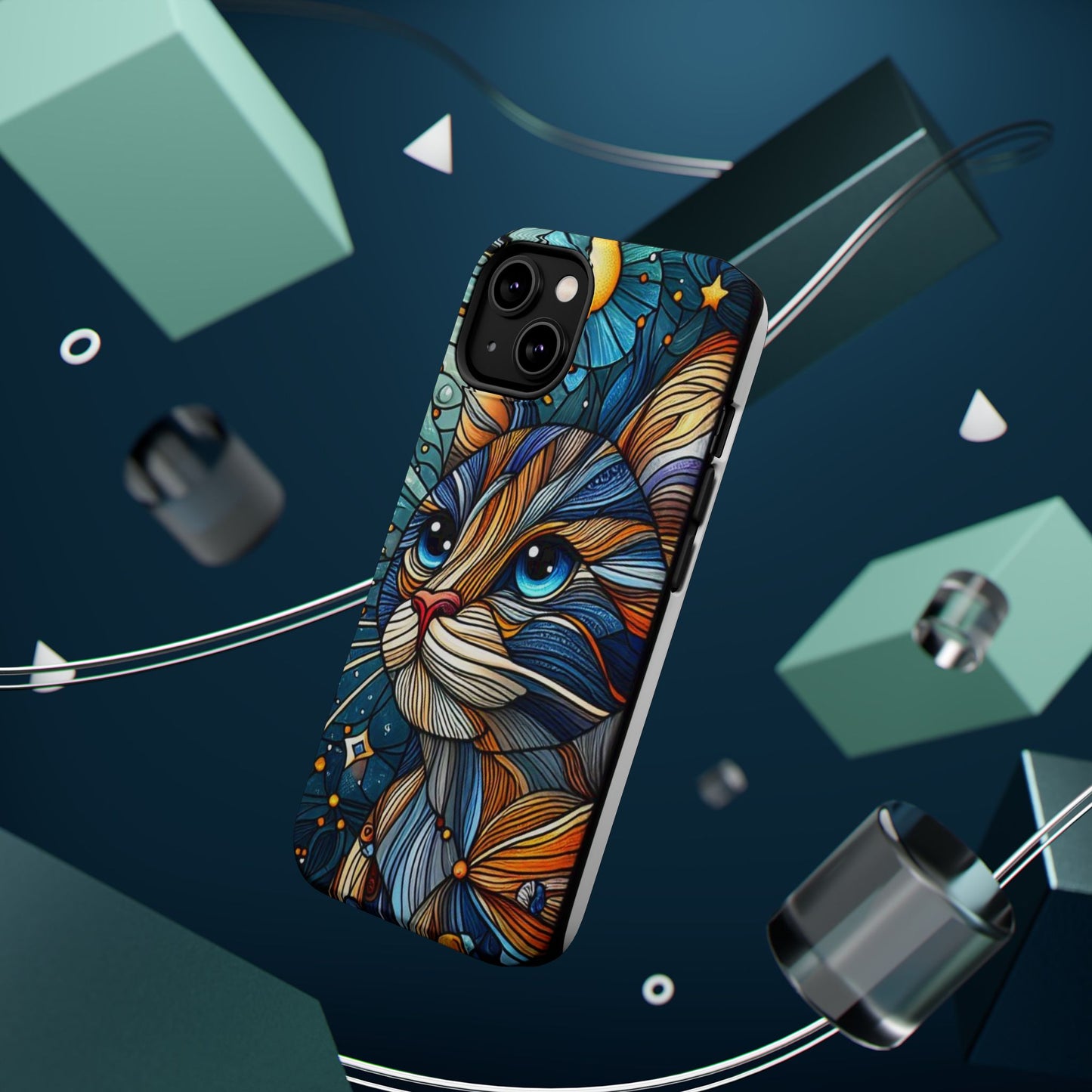 Cat-Stained Glass Magnetic Tough Cases