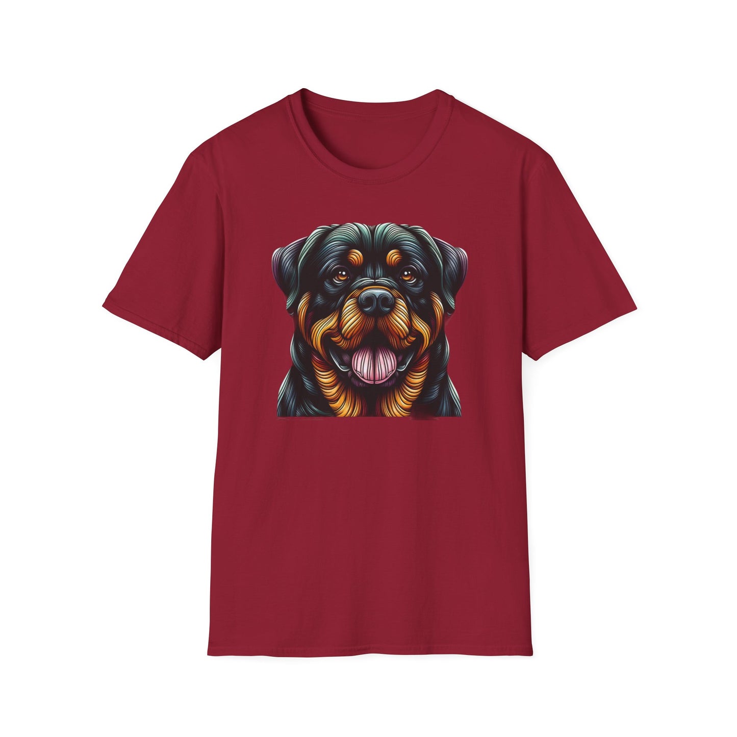 Rottweiler Animal Stained Glass Design Unisex Softstyle T-Shirt