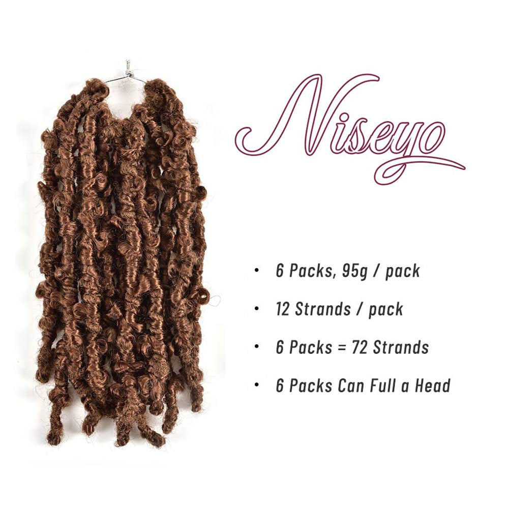 6 Packs Butterfly Locs Crochet Hair 12 Inch Pre Looped Distressed Locs Crochet Braids (30#)