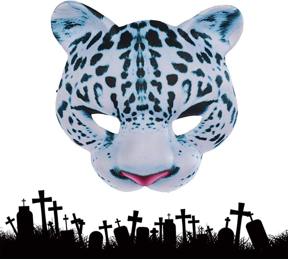Halloween Leopard Half Face Masquerade Masks Animal for Halloween Carnival Party Dress up Costume Props