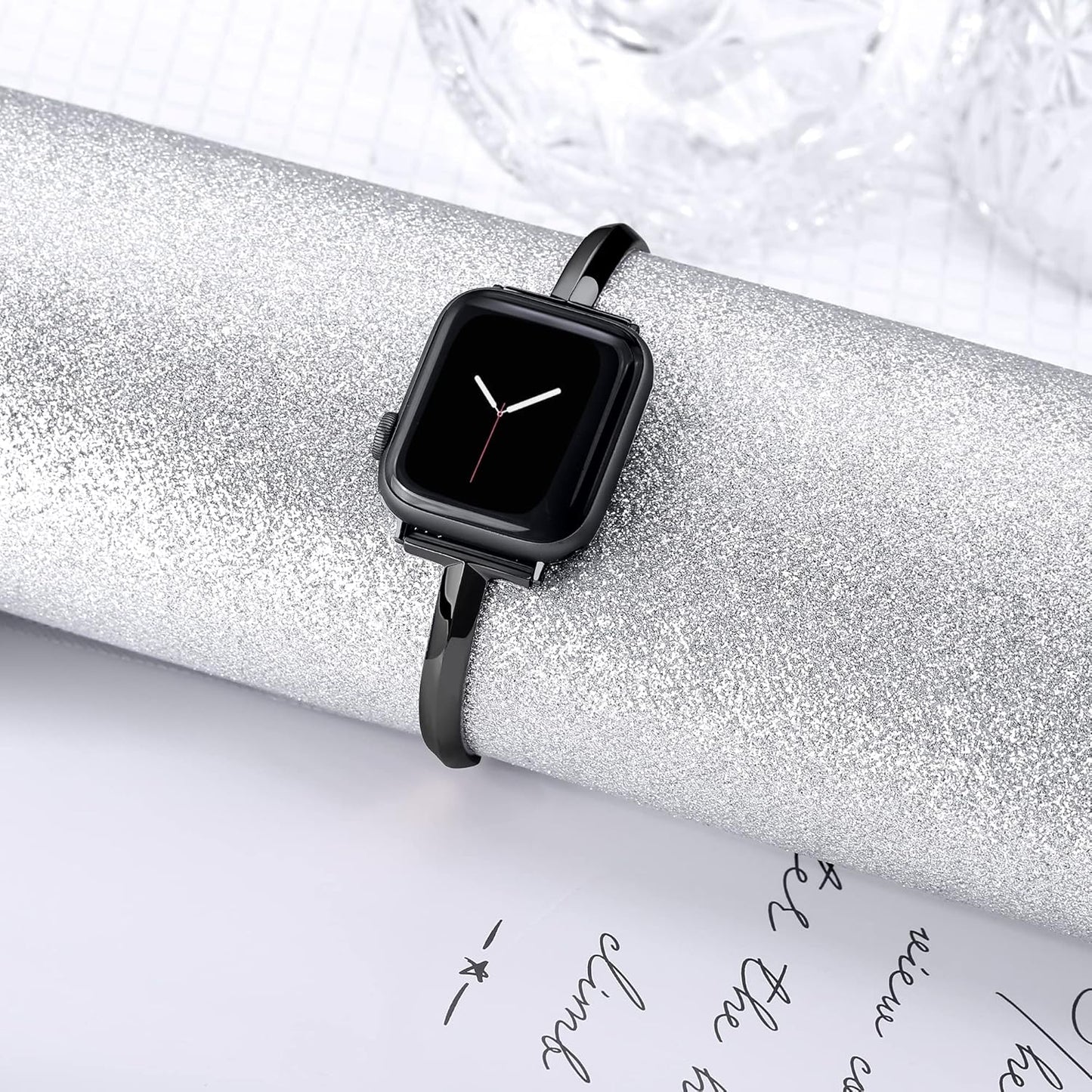 Stainless Steel Band Compatible with Apple Watch Band 38Mm 40Mm 41Mm 42Mm 44Mm 45Mm Iwatch SE Series 9 8 7 6 5 4 3 2 1, Slim Versatile Bangle Bracelet for Women