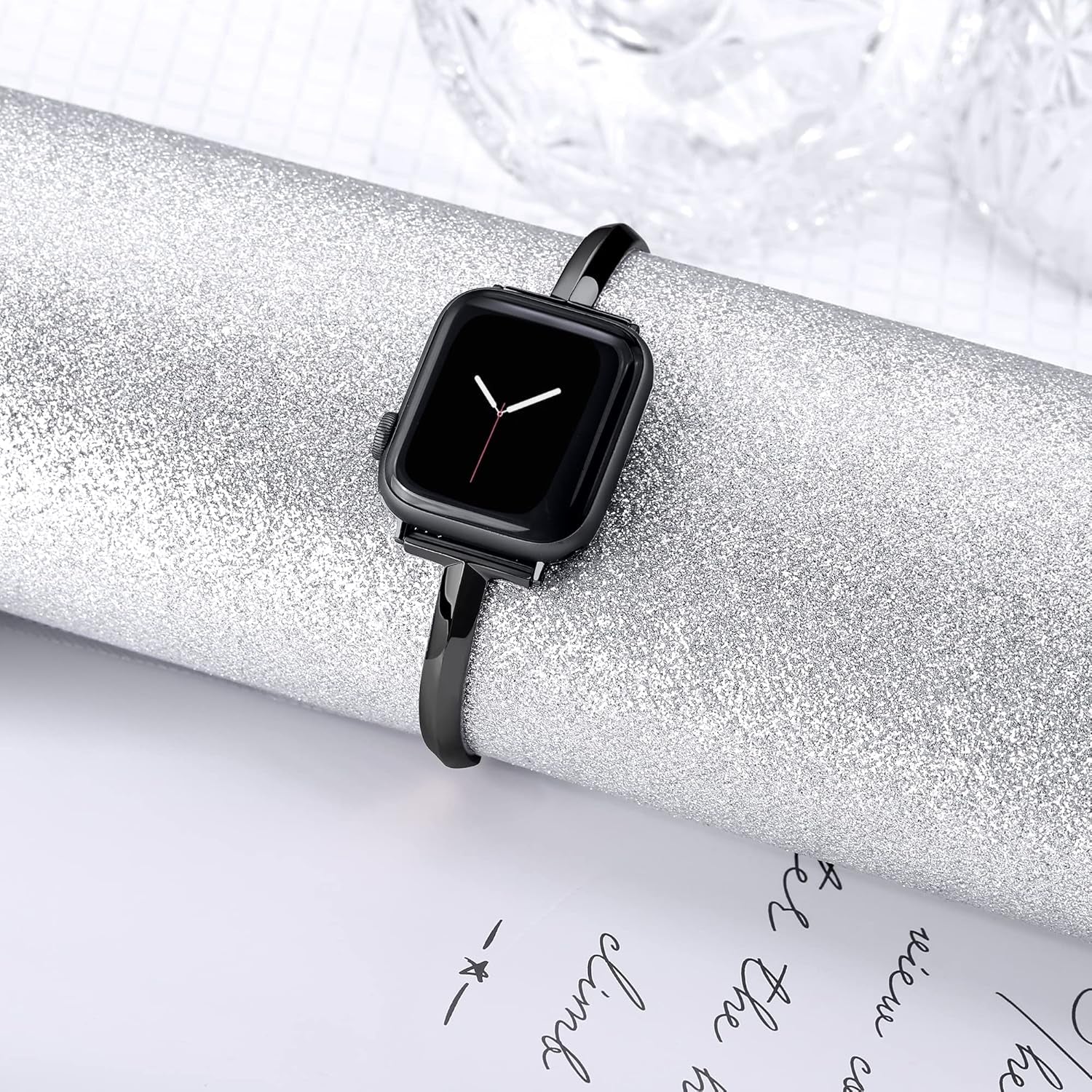 Stainless Steel Band Compatible with Apple Watch Band 38Mm 40Mm 41Mm 42Mm 44Mm 45Mm Iwatch SE Series 9 8 7 6 5 4 3 2 1, Slim Versatile Bangle Bracelet for Women