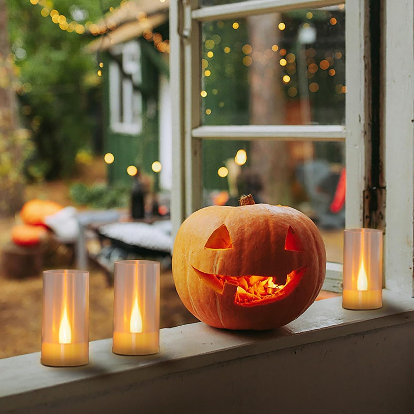 Flameless Candles, Battery Operated LED Pillar Candles, D1.5 X H3 Inch, Flickering Warm Yellow Long Flame-Effect Light, Romantic Electronic Fake Votive Candles, Set of 12 (Yellow)