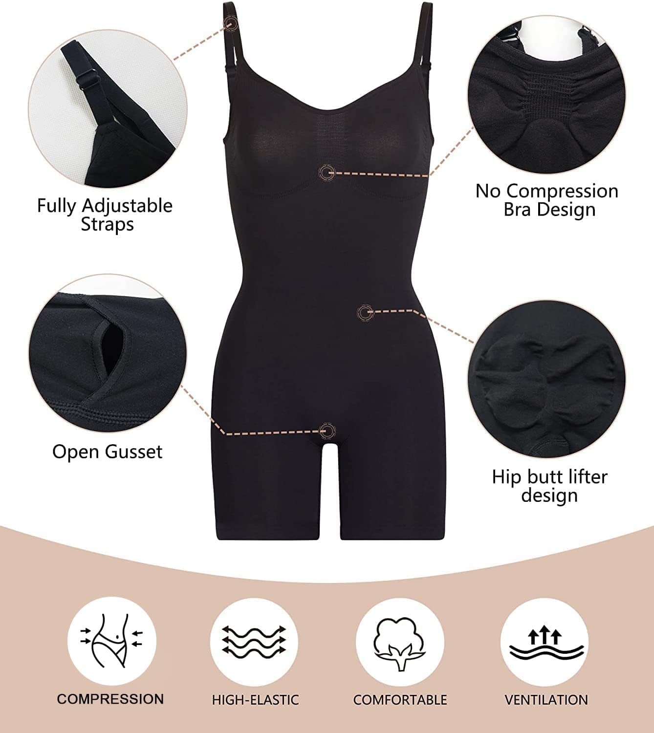 Women'S Shapewear Bodysuit Tummy Control Body Shaper Seamless Sculpting Snatched Waist Body Suit