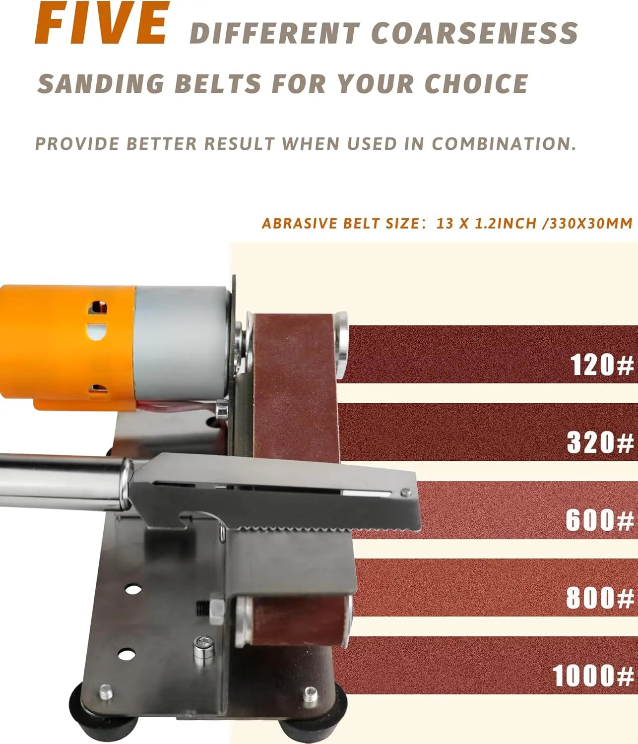 Mini Belt Sander Electric Spindle Sander 15° Belt Sander for Knife Making 7 Adjustable Speed Knife Polishing Kit