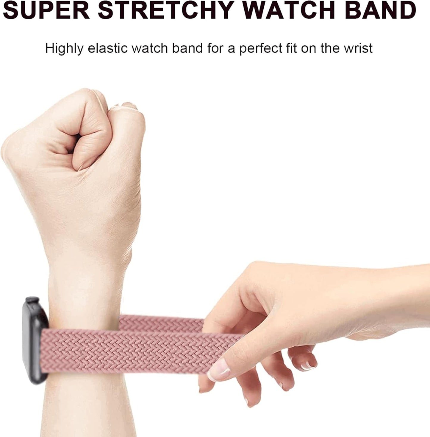 Braided Solo Loop Compatible with Apple Watch Band 38Mm 40Mm 41Mm, Adjustable Stretchy Bands Elastic Sport Wristbands for Iwatch Series 8 7 6 5 4 3 2 1 SE Ultra, for Men/Women, 2 Pack.