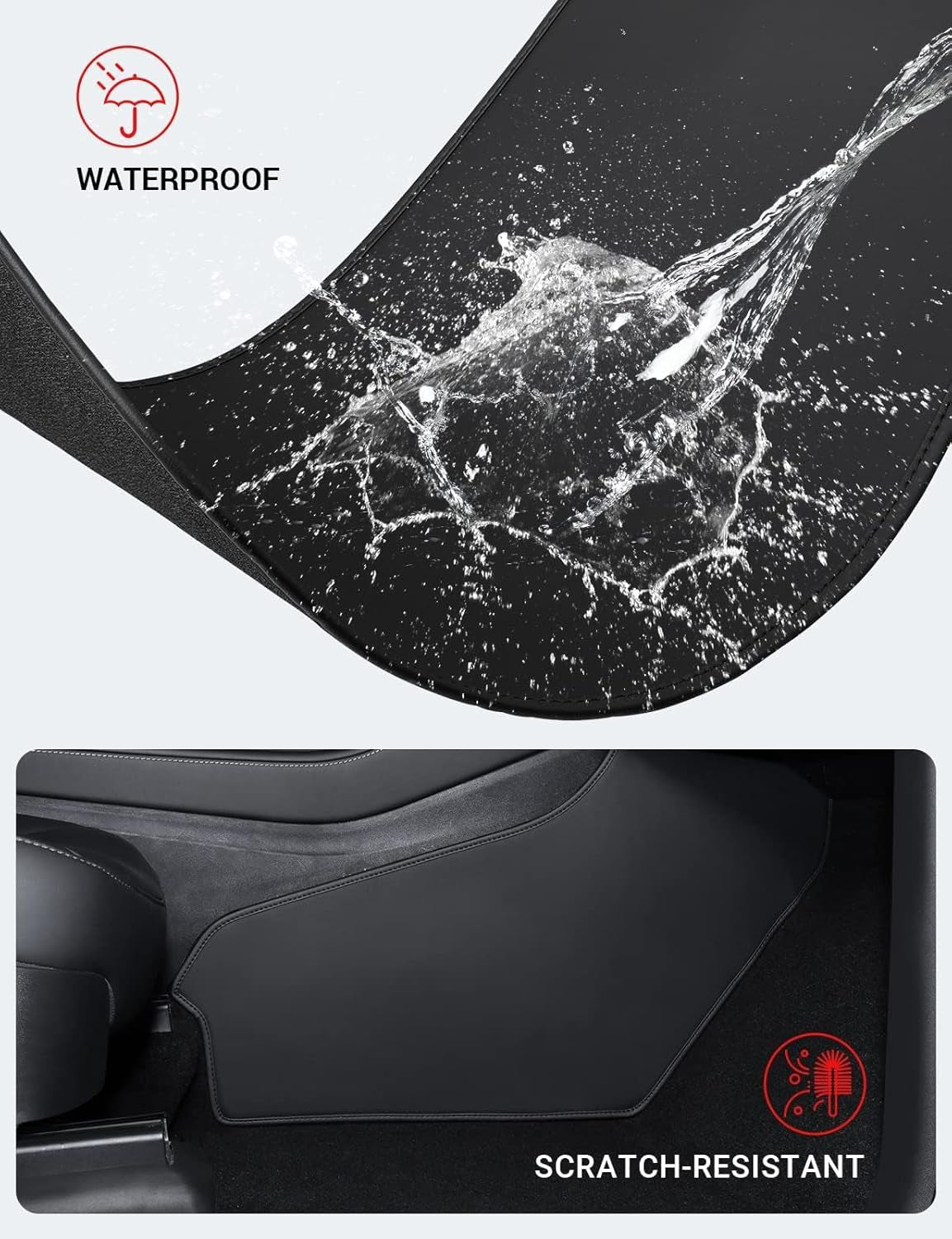 2024 Upgrade Center Console Side Anti-Kick Mats for Tesla Model Y 2020 2021 2022 2023 2024 Waterproof & Dust Resistant Protector Cover Leather Pad Model Y Interior Accessories 2PCS