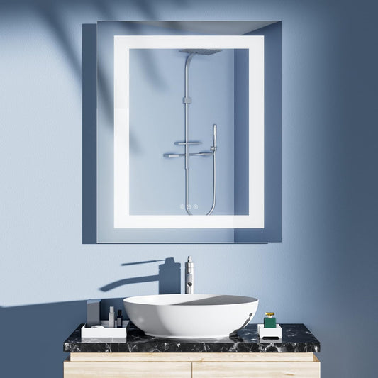24 X 36 Inch LED Bathroom Mirror, Wall Mounted Vanity Mirror with Lights Anti-Fog, Dimmable Smart Mirror Bathroom Backlit Makeup Mirror with Touch Switch IP44 Waterproof